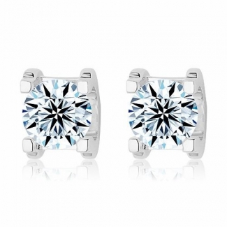 Cartier C DE Earrings in 18K White Gold With 1 Brilliant-Cut Diamond